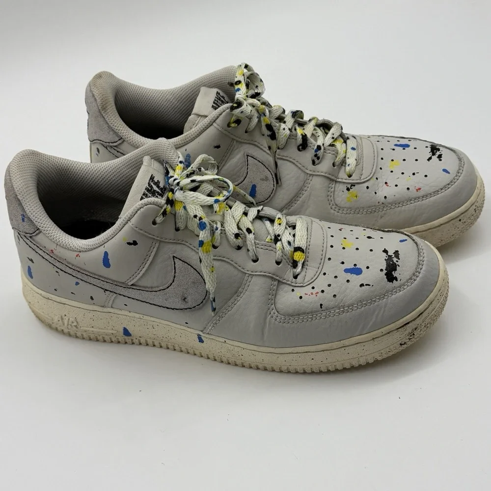 Nike Air Force 1 Low '07‎ LV8 Paint Splatter 2021 Size 8.5 CZ0339-100 Sneakers